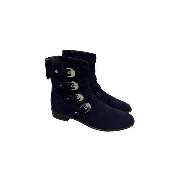 Women's Navy Suede Ankle Boots NWT - Picture 4 of 10